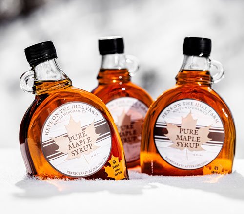 bottles of maple syrup